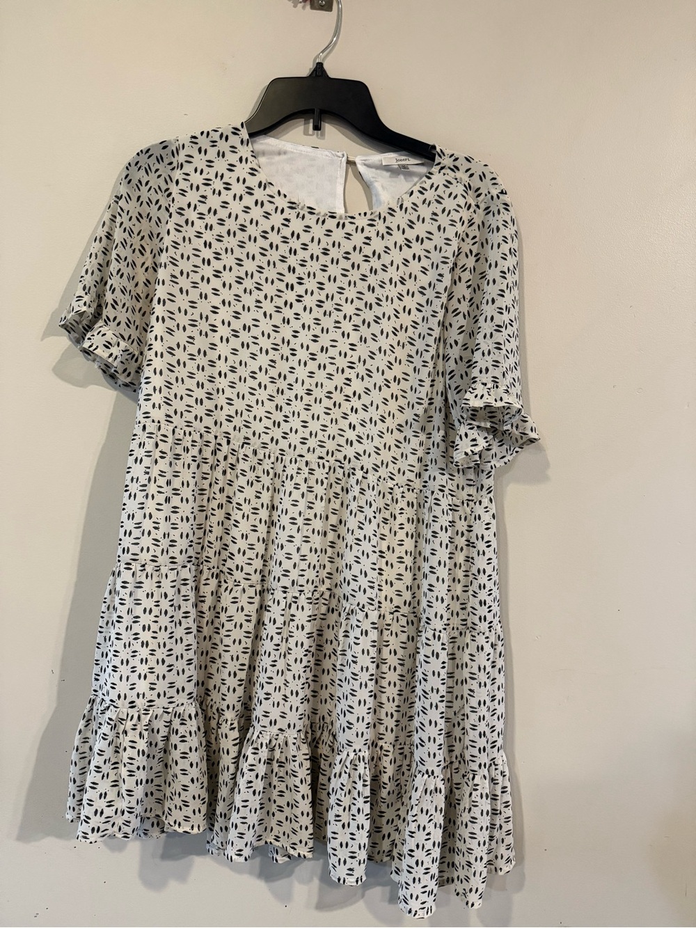 Women's White Patterned Ruffle Tiered Dress